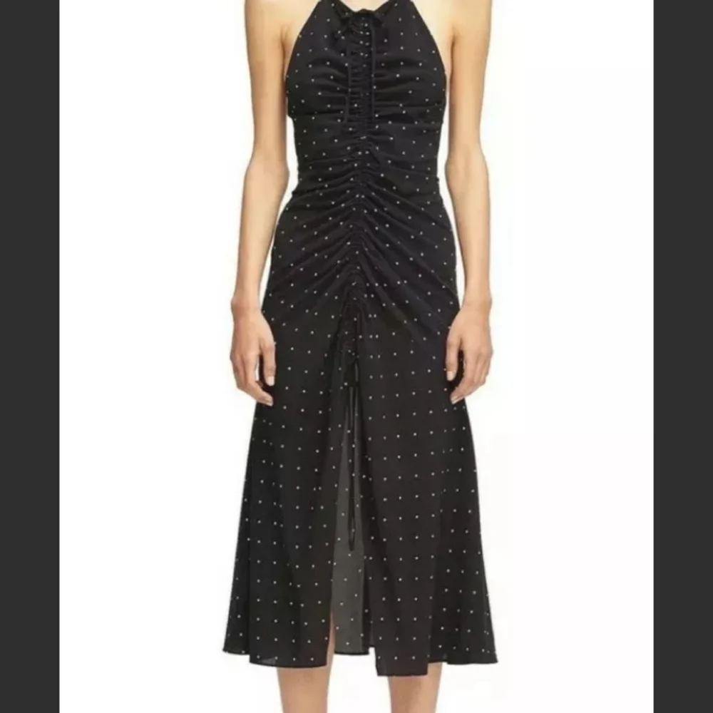 Alice McCall Size 6 Dark Blue Midi Dress with tiny Polka Dots - Picture 3 of 4